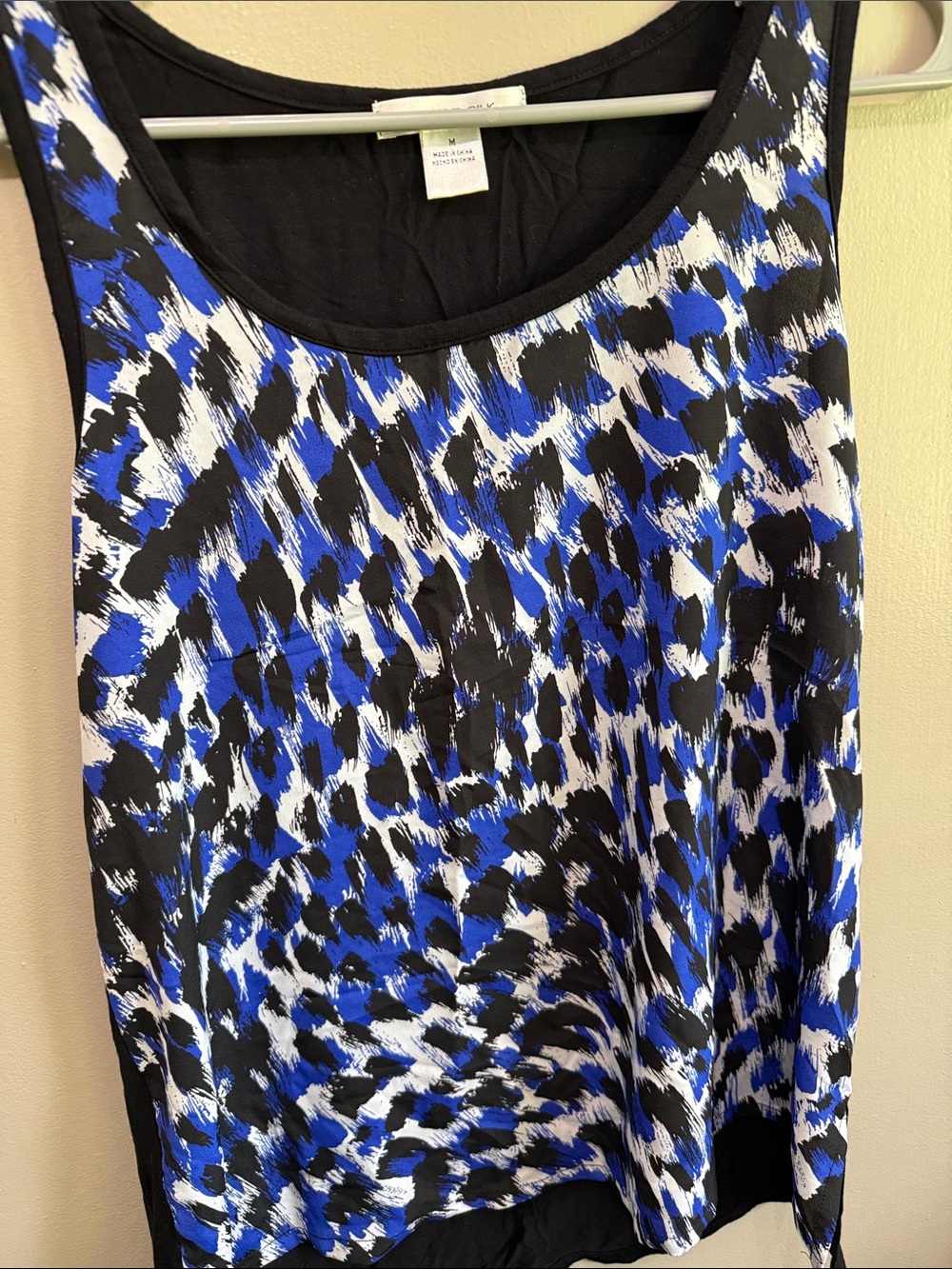 august silk Black, Royal Blue & White Printed Sleeveless Tank